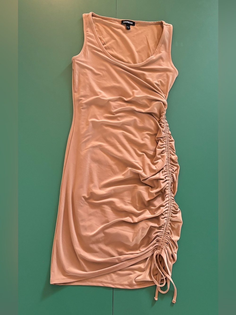 Express Women XS Ruched-Side Sleeveless Midi Dress